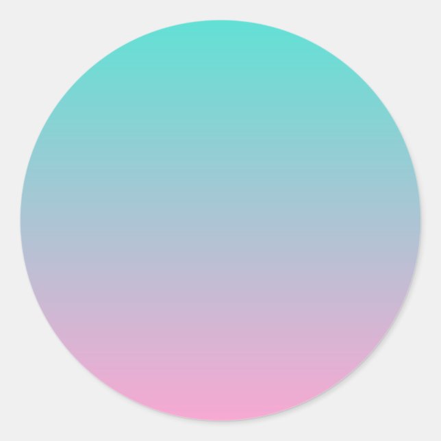 Turquoise and Pink Ombre Classic Round Sticker (Front)