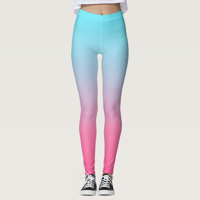 Turquoise and Pink Ombre Leggings (Front)