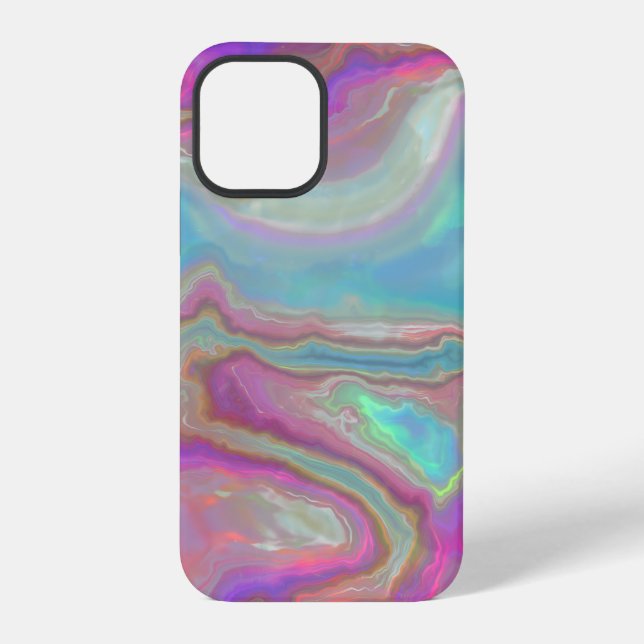 Turquoise and Pink Opal Agate iPhone Case (Back)