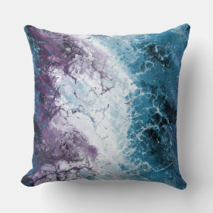 Turquoise and Purple abstract Throw Pillow