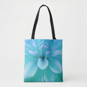 Turquoise and purple flower tote bag