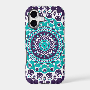 Turquoise and Purple Graphic Mandala Pattern