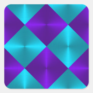 Turquoise and Purple Metallic Looking Squares Square Sticker