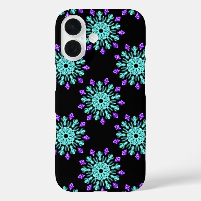 Turquoise and purple neon flower Case-Mate iPhone case (Back)