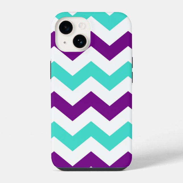 Turquoise and Purple Zigzag iPhone Case (Back)