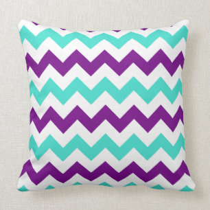 Turquoise and Purple Zigzag Throw Pillow