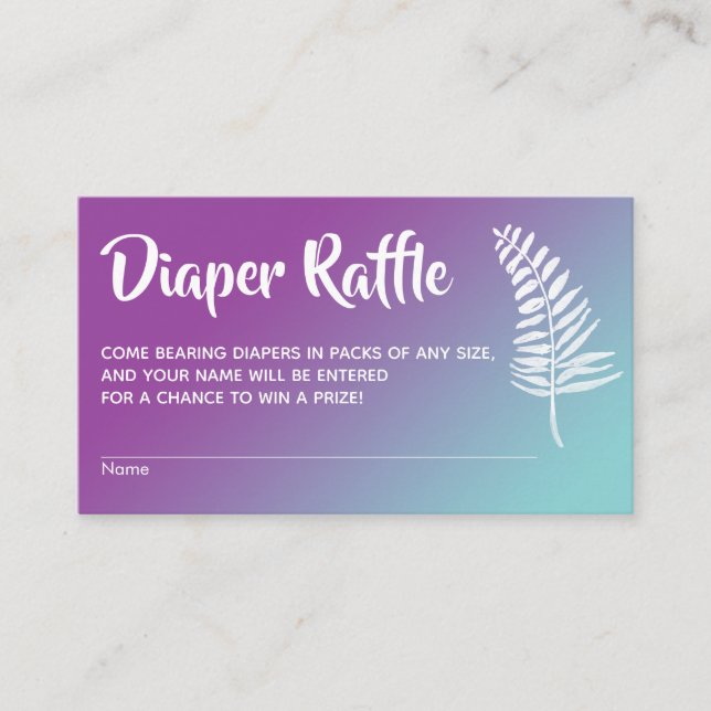 Turquoise and Raspberry Ombre Diaper Raffle Cards (Front)