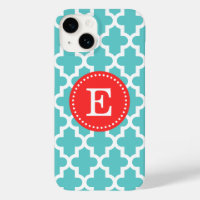 Turquoise and Red Modern Moroccan Monogram