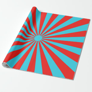 Turquoise and Red Stripes Pattern Stripped Lines Wrapping Paper