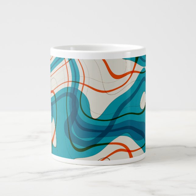Turquoise and Red Swirls Large Coffee Mug (Front)