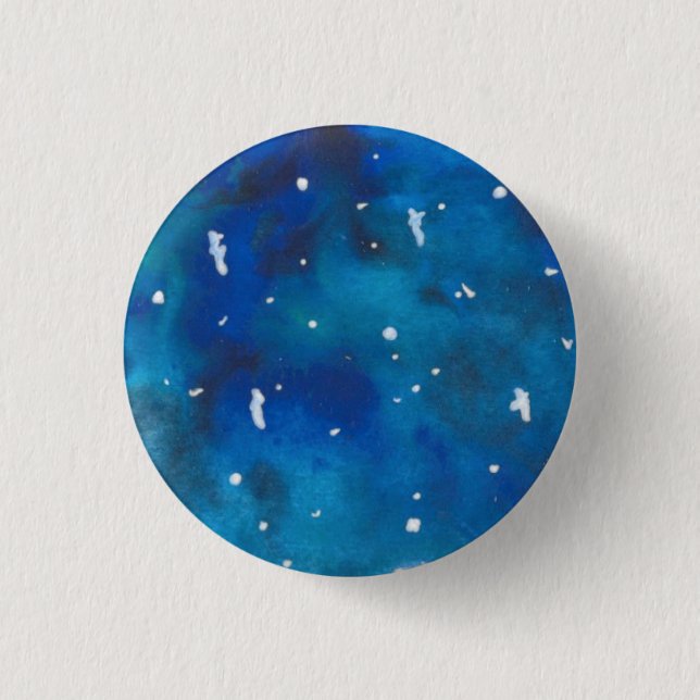 Turquoise and Royal Blue Galaxy Pinback Button (Front)