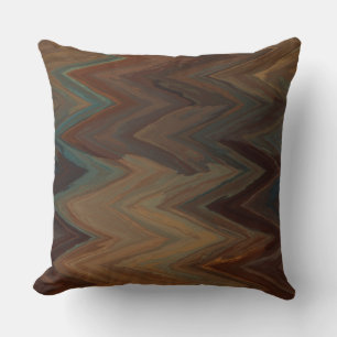 Turquoise and Rust chevron Pattern  Throw Pillow