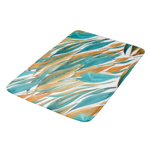 Turquoise And Rust Fall Art Bath Mat