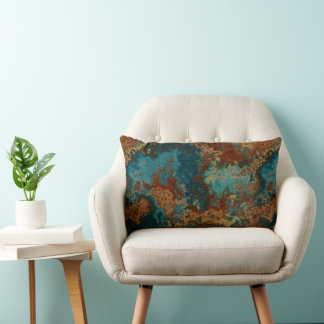 Turquoise and Rust Lumbar Pillow