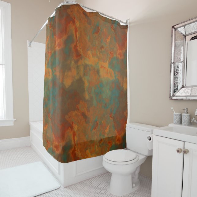 Turquoise and Rust Marble abstract (In Situ)