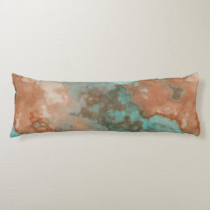 Turquoise and Rust Marble Abstract Body Pillow
