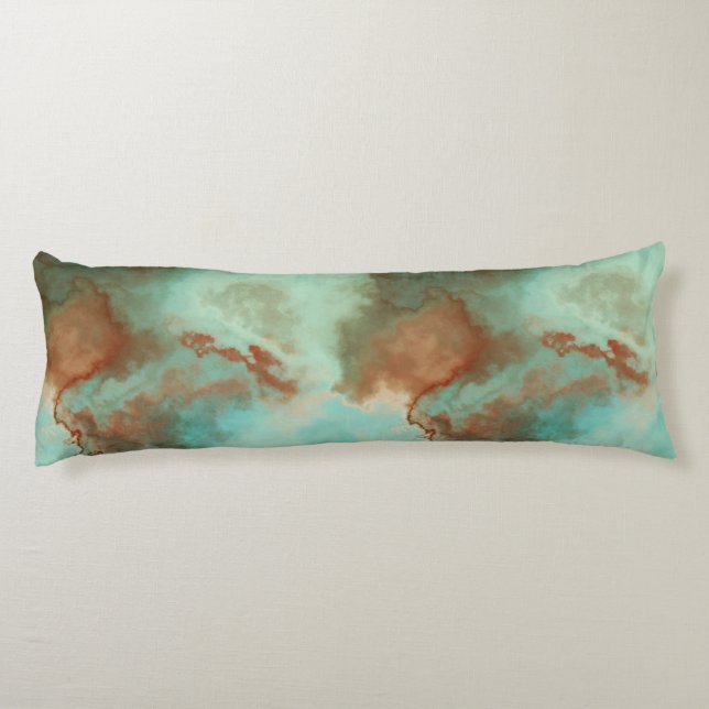 Turquoise and Rust Marble Abstract Body Pillow (Back)