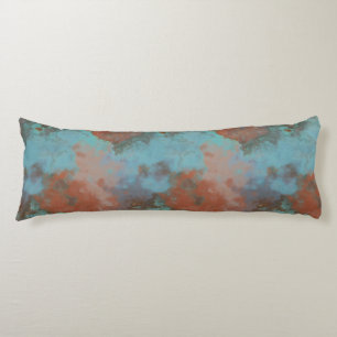 Turquoise and Rust Marble Abstract Body Pillow