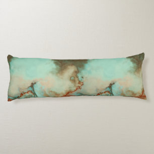 Turquoise and Rust Marble Abstract Body Pillow