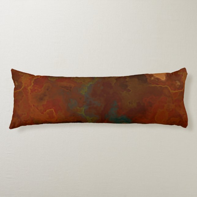Turquoise and Rust Marble abstract Body Pillow (Front)