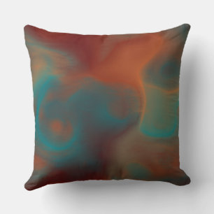 Turquoise and Rust Marble abstract Throw Pillow
