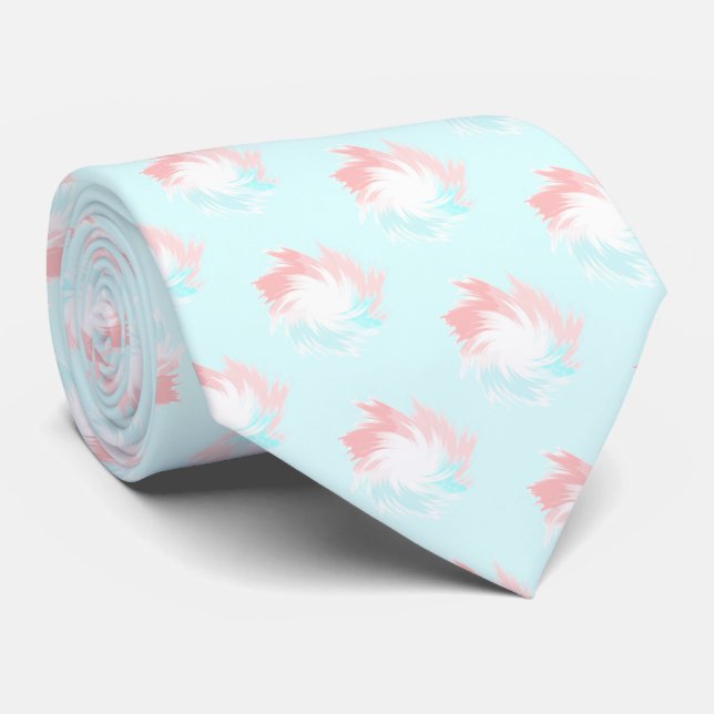Turquoise and Salmon Pastel Pattern Tie (Rolled)