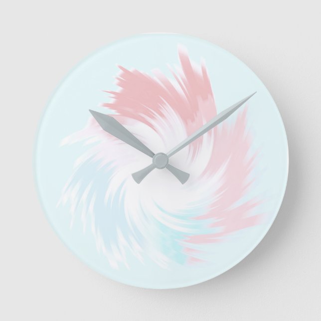Turquoise and Salmon Pastel Spinning Shape Round Clock (Front)