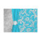 Turquoise and Silver Damask RSVP Card