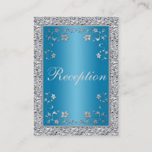 Turquoise and Silver Foil Floral Enclosure Card