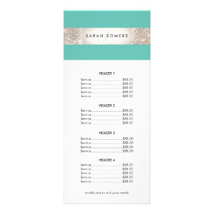 Turquoise and Silver Sequin Price List Menu