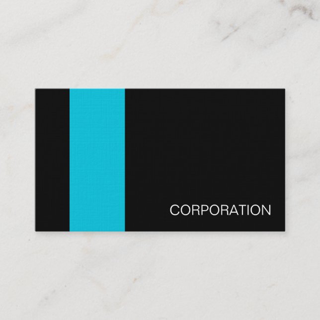 Turquoise and striped black modern business card (Front)