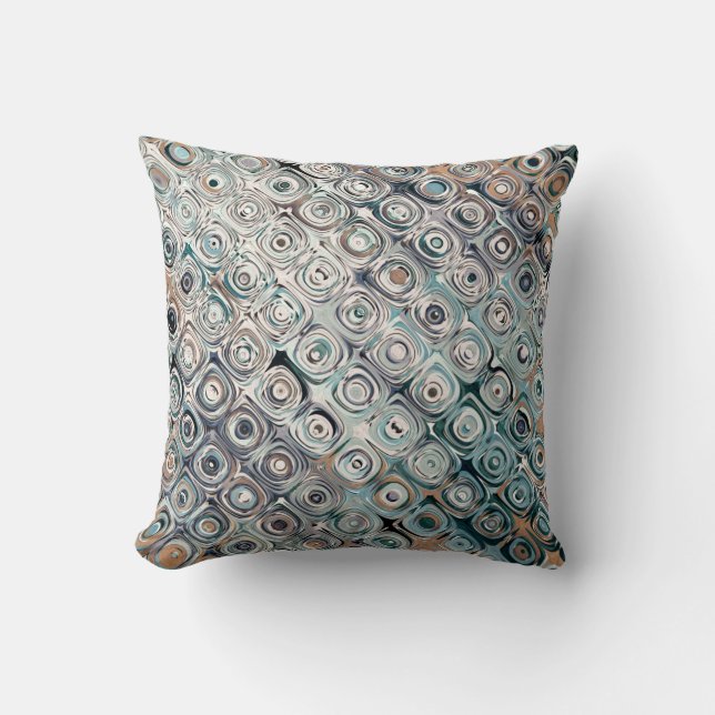 Turquoise And Tan Circles Pattern Throw Pillow (Front)