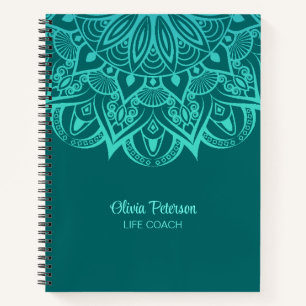 Turquoise and Teal Mandala Life Coach  Notebook