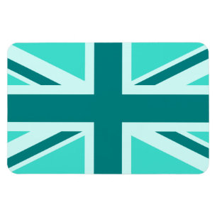 Turquoise and Teal Union Jack 2 Magnet