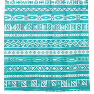 Turquoise and White Aztec Ethnic Tribal pattern