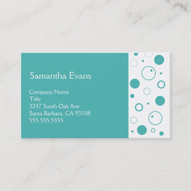 Turquoise and White Bubbles Business Card (Front)