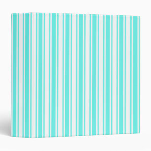 Turquoise and white candy stripes binder