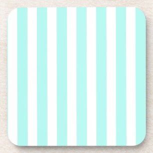 Turquoise and white candy stripes coaster