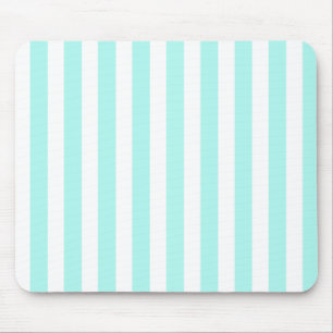 Turquoise and white candy stripes mouse pad