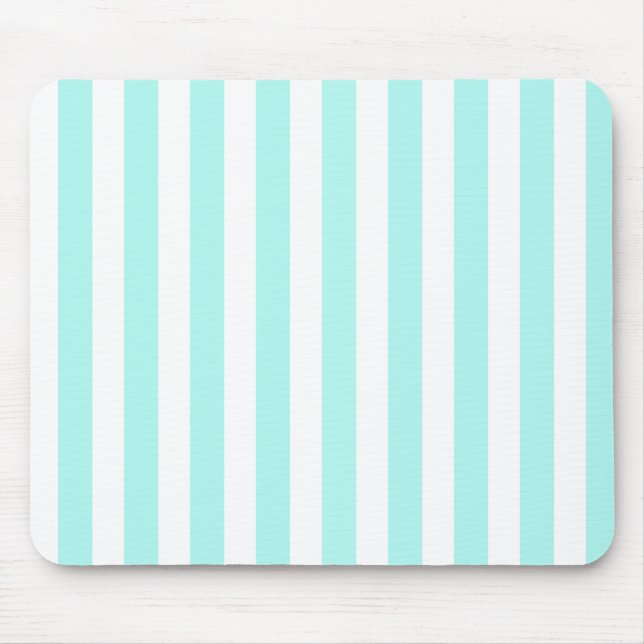 Turquoise and white candy stripes mouse pad (Front)