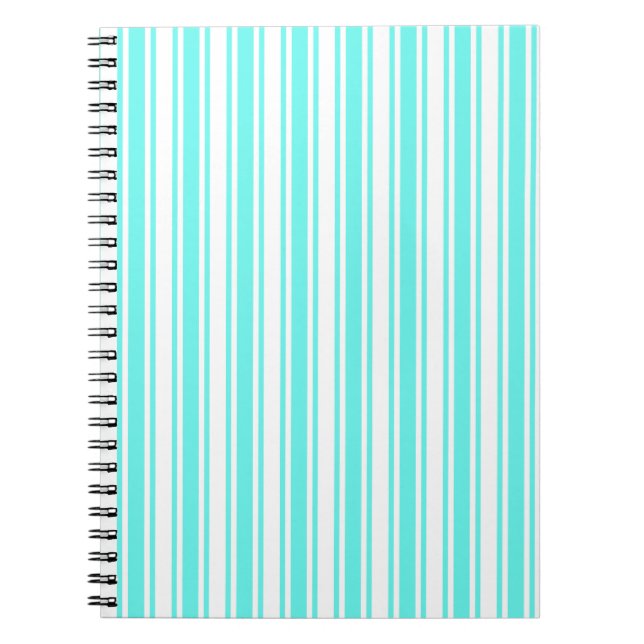 Turquoise and white candy stripes notebook (Front)
