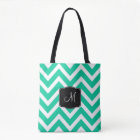 Turquoise and White Chevron Stripes with Monogram
