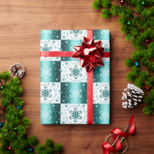 Turquoise and White Christmas Wrapping Paper