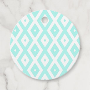 Turquoise and white diamond pattern favour tags