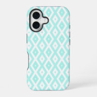 Turquoise and white diamond pattern