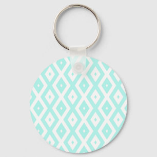 Turquoise and white diamond pattern keychain