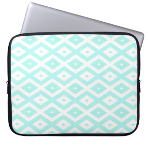 Turquoise and white diamond pattern laptop sleeve