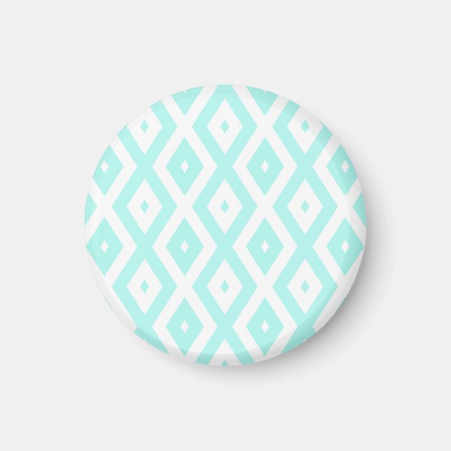 Turquoise and white diamond pattern magnet (Front)