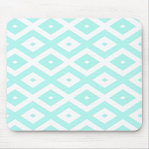 Turquoise and white diamond pattern mouse pad