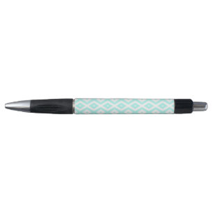 Turquoise and white diamond pattern pen